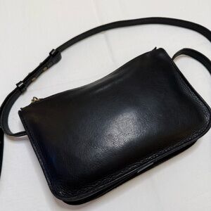 Madewell Black Leather Simple Crossbody Bag